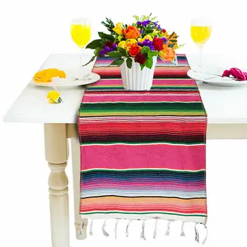 

1pc Mexican Serape Table Runner Cotton Blanket Tablecloth Rainbow Pattern Chritmas Party Table Cloth Flag Home Decor