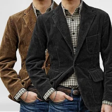 

Men's Spring/Autumn Coat Turn-down Collar Button Casual Jacket Solid Corduroy Coat Man Long Sleeve Casual Tops Fashion Tunics