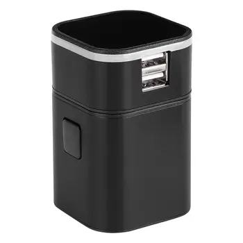 

All-in-One Universal International Plug Adapter World Travel Converter 2 USB Ports charger Adapter AU/US/UK/EU Plug(black)