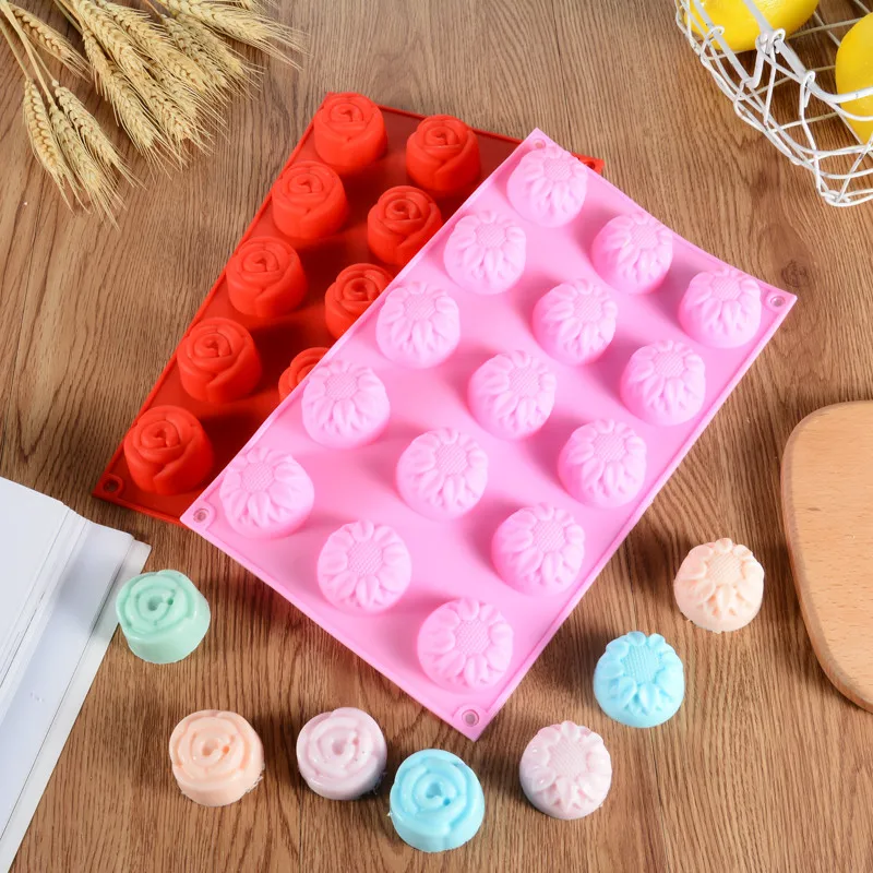 2 стиля DIY мыло ручной работы плесень 15 решеток подсолнух цветок силиконовый в