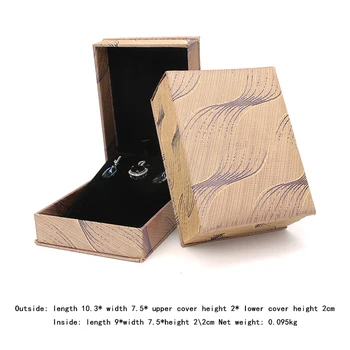 

New Square Gold Silk Brocade Jewelry Necklace Ring Packing Box For Women Customized Creative Gifts Built-in Plush Card Slot