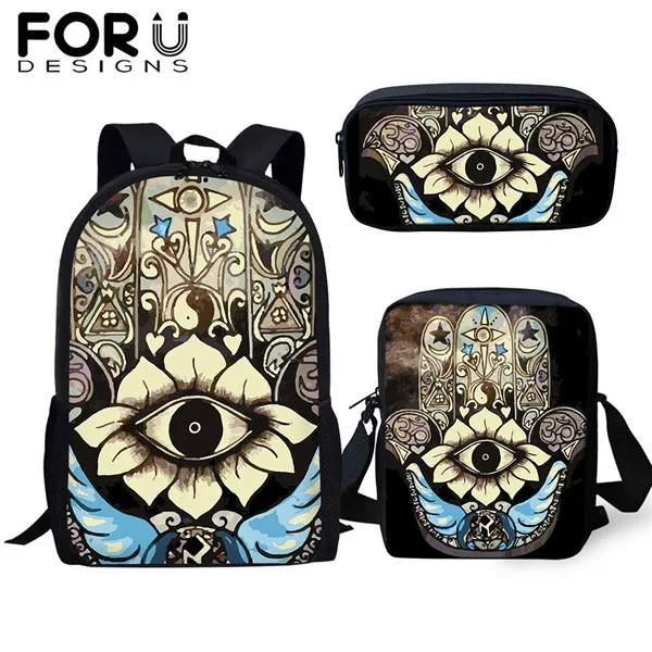 FORUDESIGNS/3 шт./компл. школьный рюкзак для девочек с кулоном в форме руки "Хамса рюкзак Подростковая Студенческая глаз Фатимы", рюкзак для путешествий хранение канцелярских принадлежностей - Цвет: CDGX808CEK