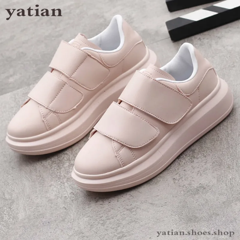 

2019 autumn New Women Sneakers Thick Bottom White Shoes Female Casual Flat Bottom Tenis Feminino Size 35-40 Pink S2-40 N-141