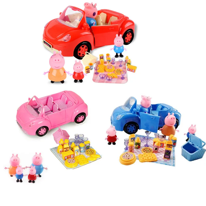 

Peppa pig 2019 new Three models George Toy Red Car Set Action Figure Character toys Cartoon toy for children Peppa pig Xmas gift