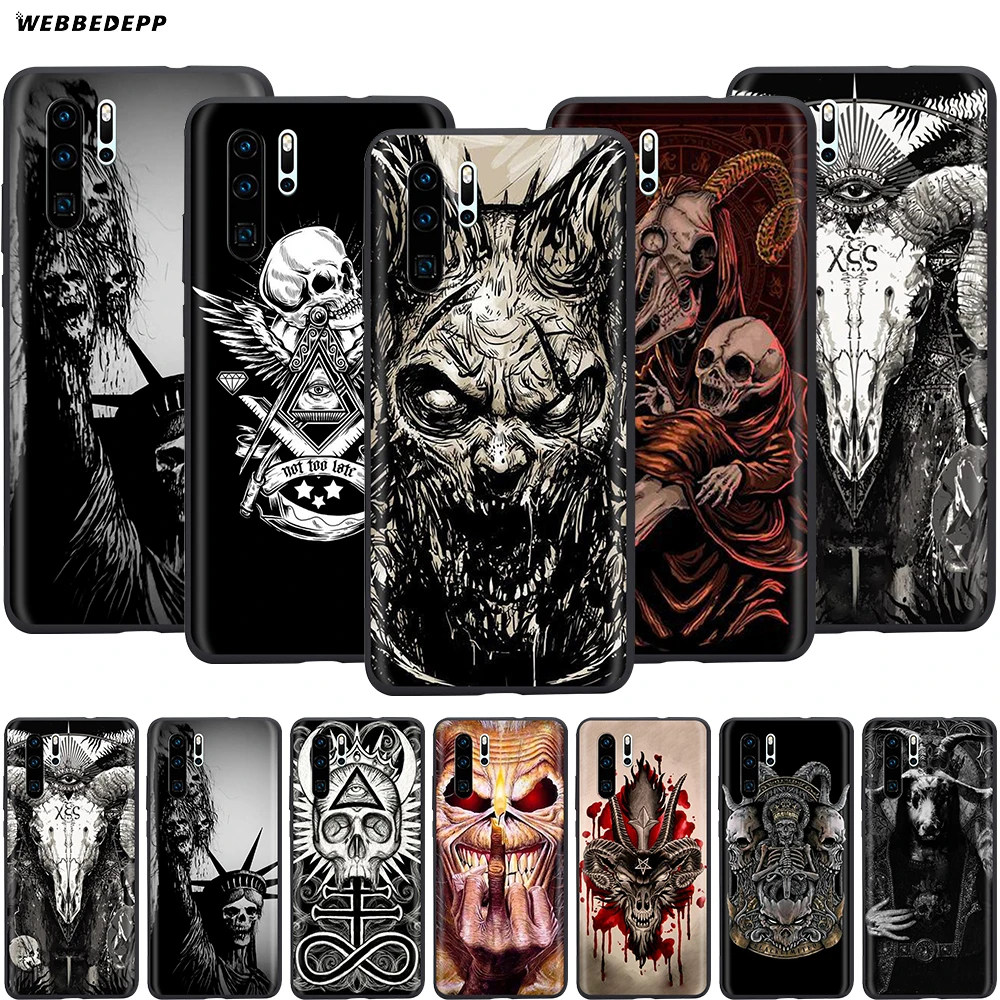 

Webbedepp Satanic Scary Skull Case for Huawei Honor 6A 7A 7C 7X 8 8X 8C 9 9X 10 20 Lite Pro Note View
