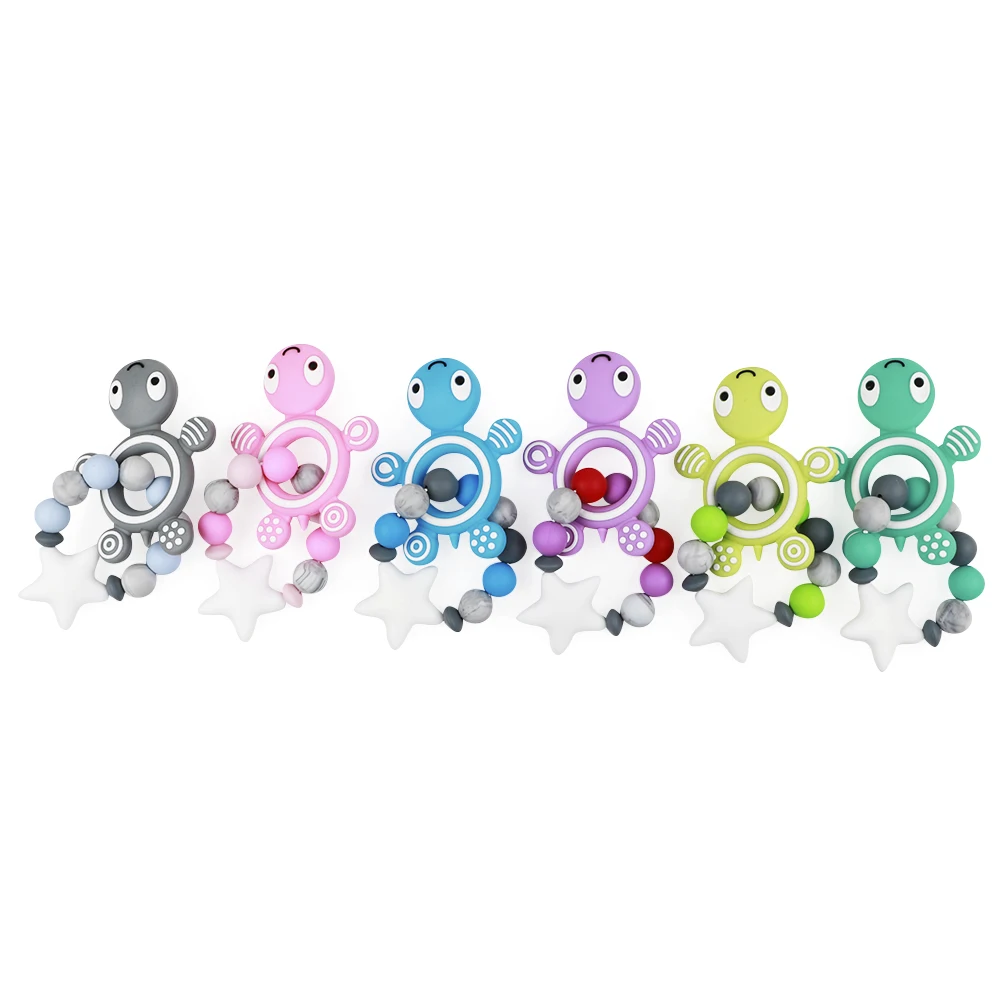 1 шт. силиконовый Прорезыватель Черепаха силиконовый браслет ожерелье подвеска BPA Бесплатно Детские зубные кольца для детей игрушка пустышка цепочка подарок