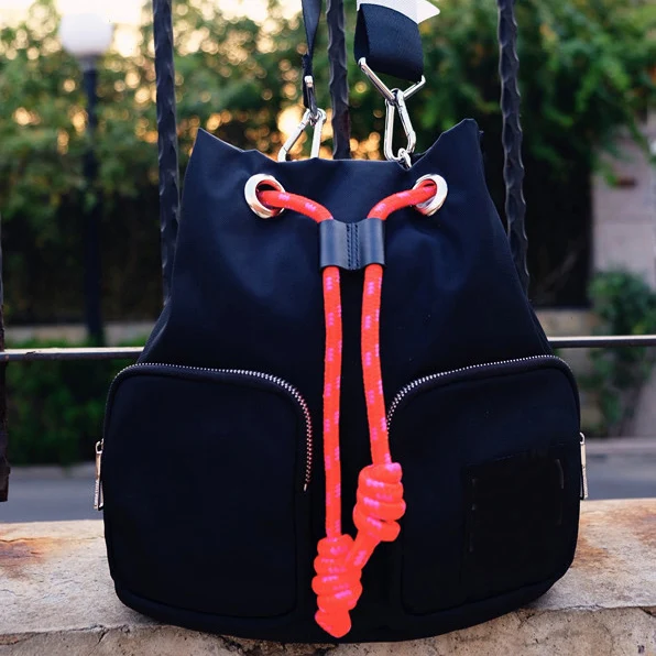 BIM повседневная сумка-мешок через плечо женская сумка на плечо Большая вместительная сумка-мессенджер на шнурке - Color: Black