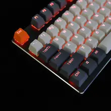 Ymdk duplo tiro 108 tingido pbt brilhar através do perfil oem arco-íris carbono pôr do sol hana keycap para mx switches teclado mecânico