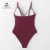 CUPSHE Solid Burgundy Shirring Цельный купальник для женщин Глубокий V-образный вырез Съемный бюстгальтер Plain Monokinis 2021 Новый Летний Пляжный купальник