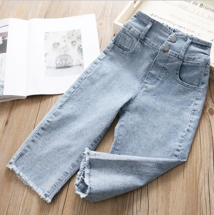 Новое поступление, джинсовые штаны для девочек, весенние модные детские джинсовые штаны для девочек 3-8 лет