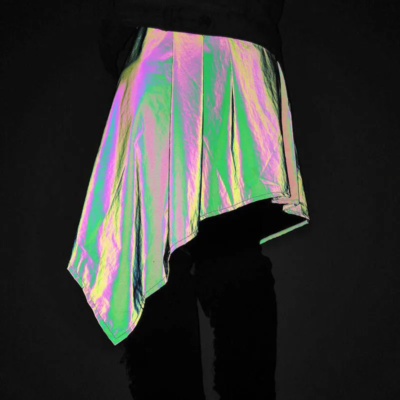 MenWomen Hip Hop Reflective Waist Pants Skirt Punk Style Fashion Dancer Jogger Streetwear Pants Skirts (3)