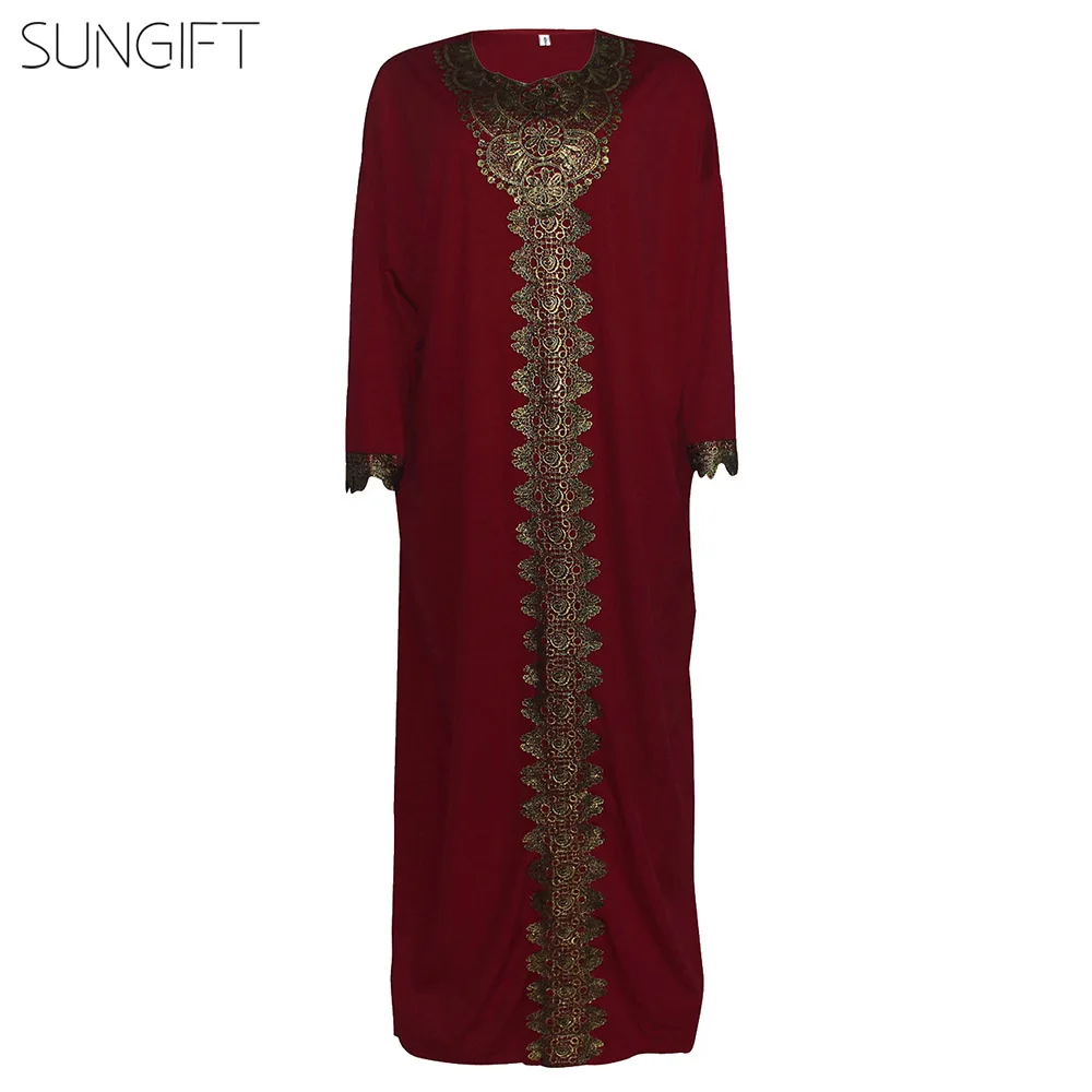 SUNGIFT африканская Дашики, традиционная одежда, мусульманский стиль, полурукав, халат, круглый вырез, синий, красный, этнический узор, вышивка