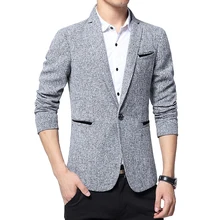2018 Spring New Men's Casual Business Linen Suit Jacket / Men's One button Blazers coat