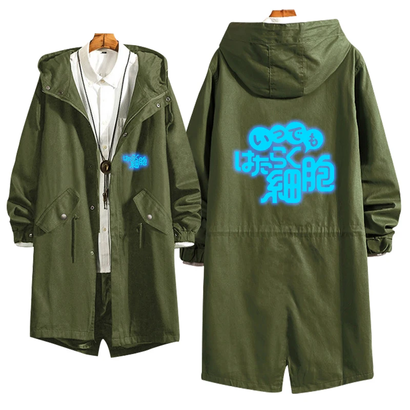 Hot Anime Cells at Work! Cosplay Zipper Luminous Color Printing Sunscreen Coat Versatile Casual Thin Unisex Cool Windbreaker | Мужская