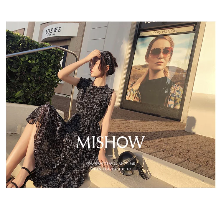 Mishow шифоновое платье в горошек, женское летнее Бандажное платье миди, Повседневный Сарафан, женское пляжное платье в стиле бохо, MX18B1178