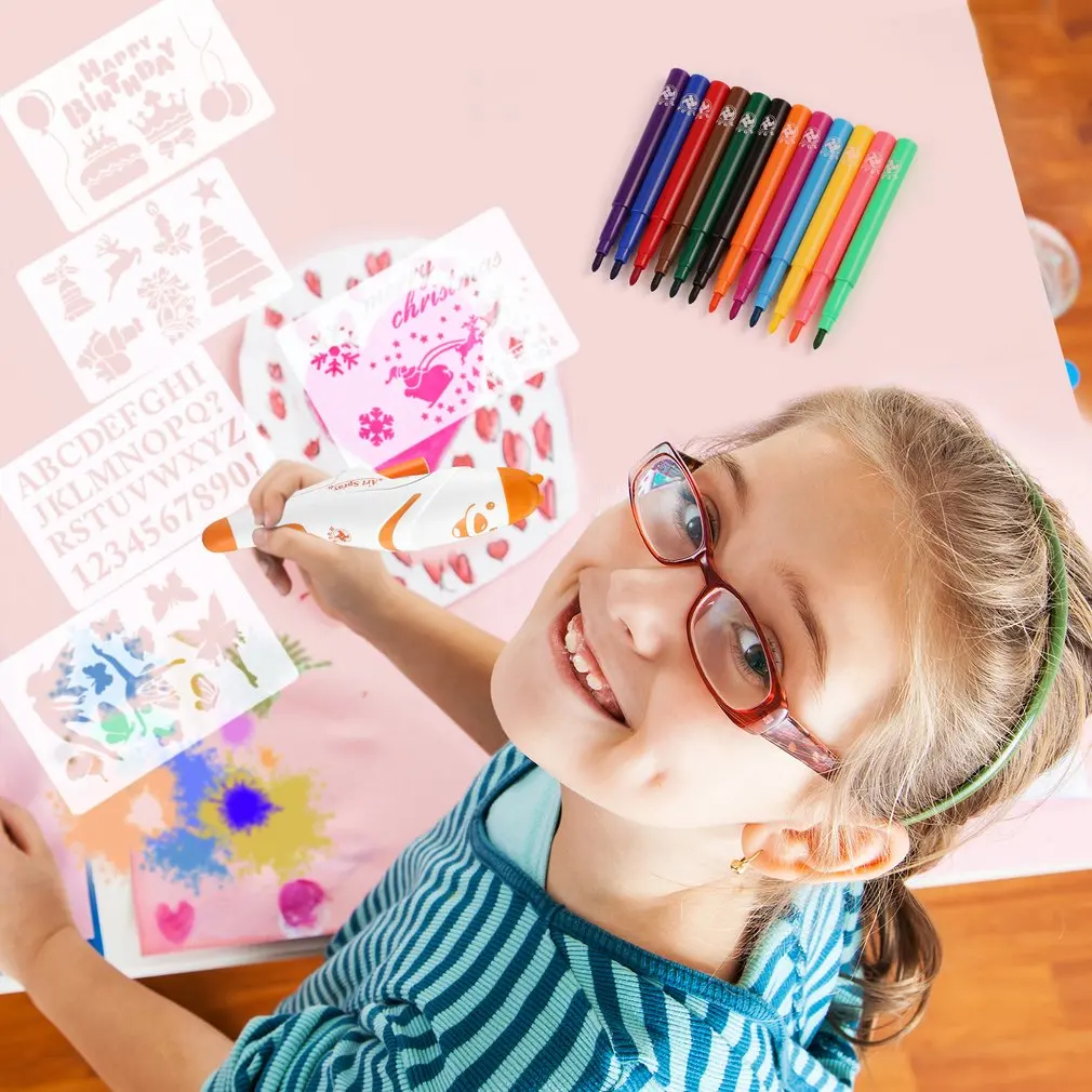 Креативная электрическая ручка-Аэрограф, маркер, набор акварельных красок, волшебная ручка, цветные маркеры, детские игрушки, подарок