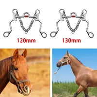 Stainless Steel Horse Bit Copper Mouth Sweet Iron W/Curb Hooks Chain with Silver Trims Harness Antirust for Training Equipment 1