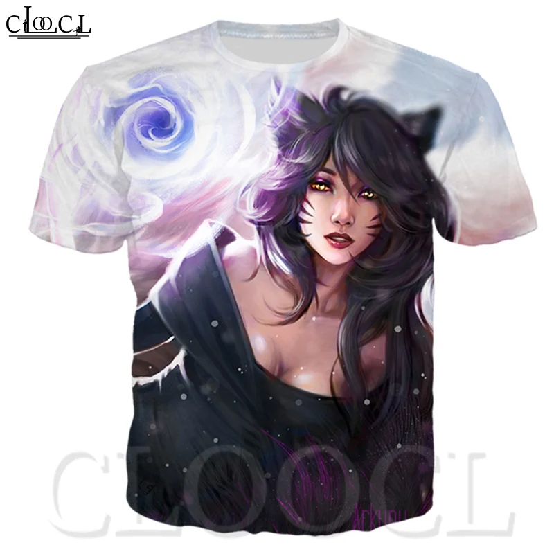 

Футболка Ahri Мужская/женская с 3D-принтом, популярная Повседневная рубашка в стиле Харадзюку, уличная одежда с коротким рукавом, на лето