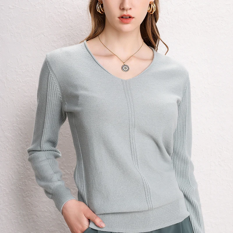 ALKMENE 19 autumn and winter V-neck sweater female 100%cashmere material sexy party short thin cashmere sweater curling pullover