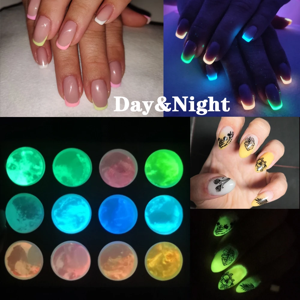 Neon Colors Phosphorescent FLUORESCENT Powder Glow In Dark Nail