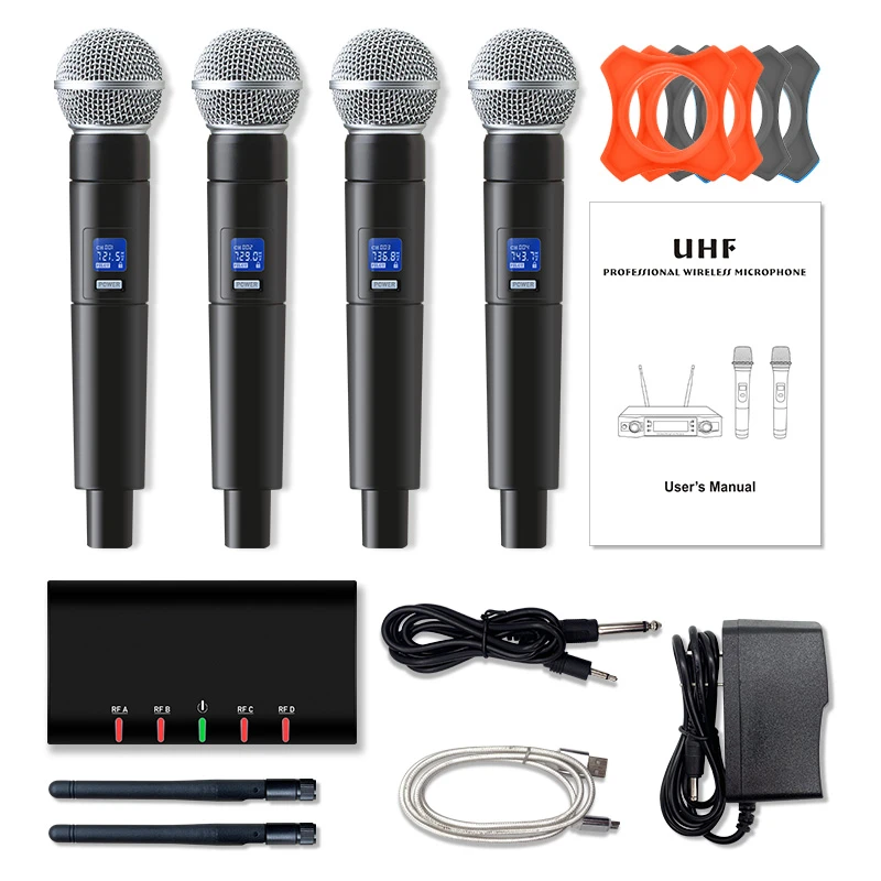 Top Professional Ufh Mini Wireless Microphone System 4 Handheld Karaoke ...