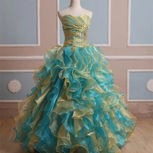 В голубое золото Бальные платья бальное платье украшенное бусами милые 16 Платья вечерние платья для выпускного вечера Vestido De 15 Anos BM61