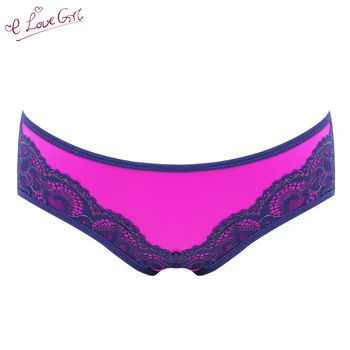 

Comfortable Women's Triangle Panties Sexy One-Piece Seamless Panties Contrast Color Raised Low-Waist Panties Lace Trim Panties