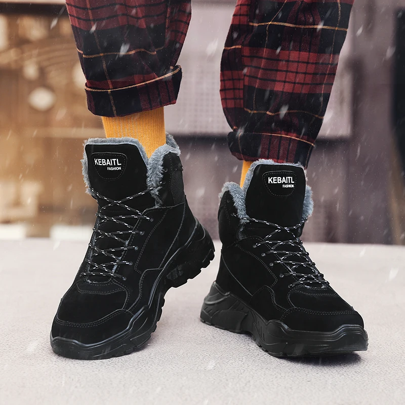 Мужская зимняя теплая плюшевая спортивная обувь с высоким берцем, беговые ботинки, мужские дышащие мягкие кроссовки в стиле хип-хоп для профессиональной подготовки