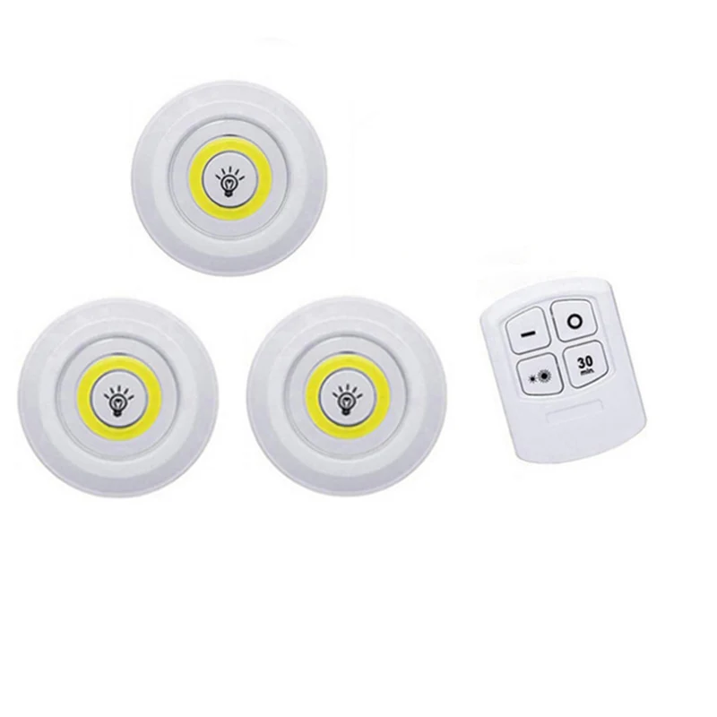 1Remote 3Lamps 3 Вт Cob под шкаф светильник светодиодный беспроводной светильник для спальни с пультом дистанционного управления затемненный шкаф ночник для общежития шкаф - Испускаемый цвет: 1Remote 3Lamps