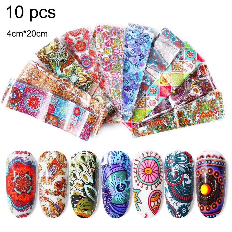 FlorVida 10 шт./компл. 4*20 см нейл-арта Фольга наклейки черного и белого цветов с декоративной шнуровкой и отделкой из кукурузных хлопьев узор переводные наклейки для Красота гвозди - Цвет: 10pcs G