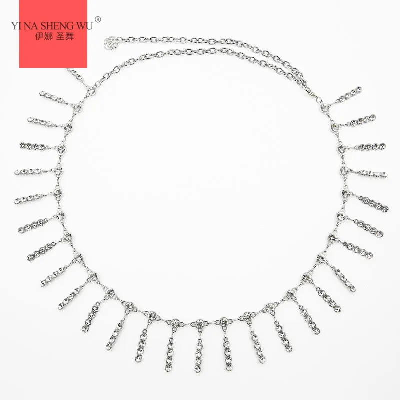 Waist chain Новая женская одежда для танца живота, сексуальный круговой воротник топа и маленькая юбка, танцевальная одежда для женщин - Цвет: Waist chain