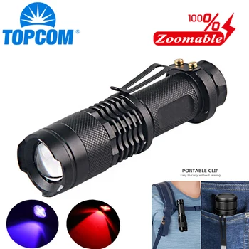 

TOPCOM Pet Detector Blacklight Scorpion UV Light Zoomable Ultraviolet Flashlight XPE Powerful Flashlight Red LED