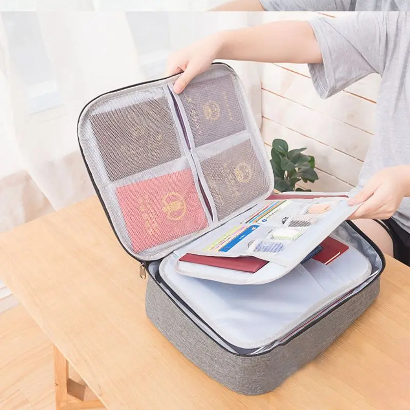 Organizador de documentos de gran capacidad, bolsa de viaje, billetera para tarjetas de crédito, identificación, caja de organización, accesorios