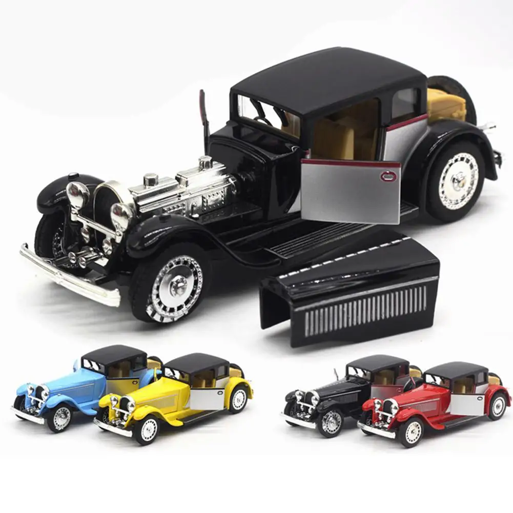 Kuulee 1:28 Bugatti имитация винтажная модель автомобиля двойные двери сплав светильник звуковая модель автомобиля Модель автомобиля Контроль силы реалистичное тело