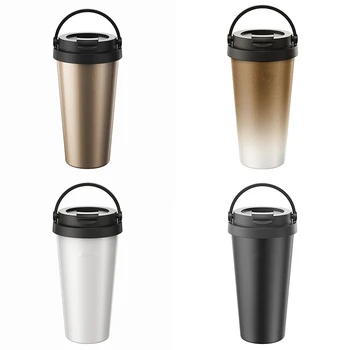 

New 500Ml Double Wall Stainless Steel Vacuum Flask Car Mugs with Handle Coffee Tea Travel Thermal Bottle Coffee