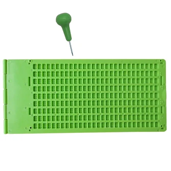 

Braille Writing Slate Learning School 4 Lines 28 Cells Practice Tool Vision Care Practical Green Portable Accessory With Stylus