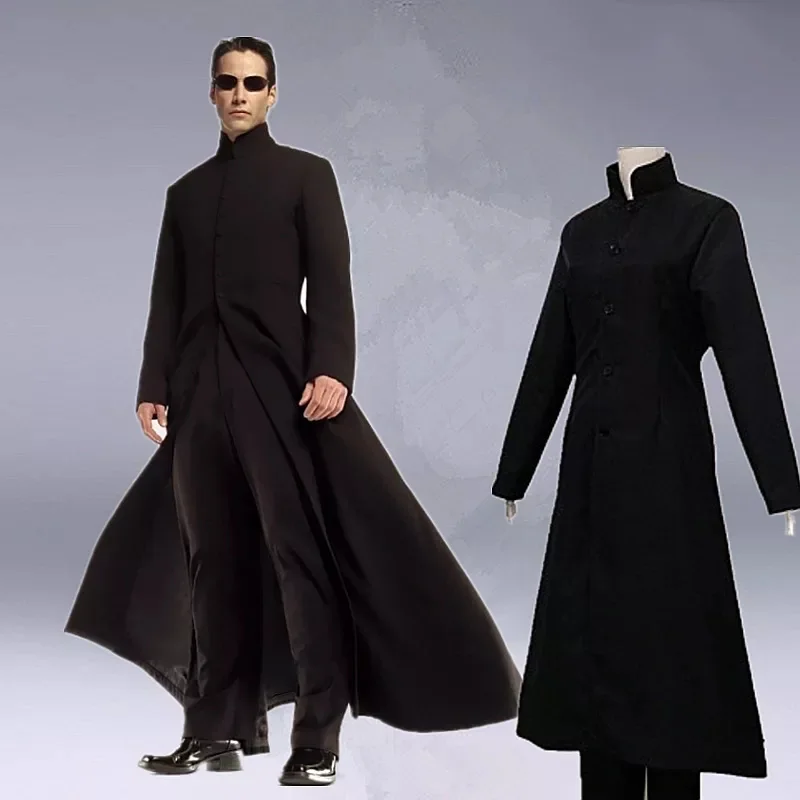 Matrix Cosplay Costume Cosplay Nero Personalizzato Neo Trench Costumi Da Festa Di Halloween Per Donna Uomo Cos Gioca Accessori Prop