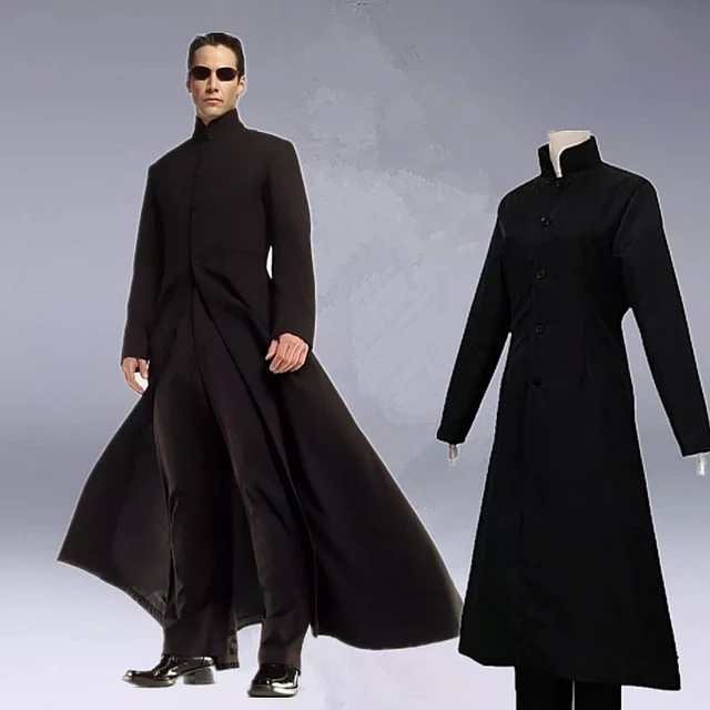 Disfraz personalizado de Matrix para hombre y mujer, gabardina negra Neo,  fiesta de disfraces de Halloween, accesorios de utilería para jugar -  AliExpress