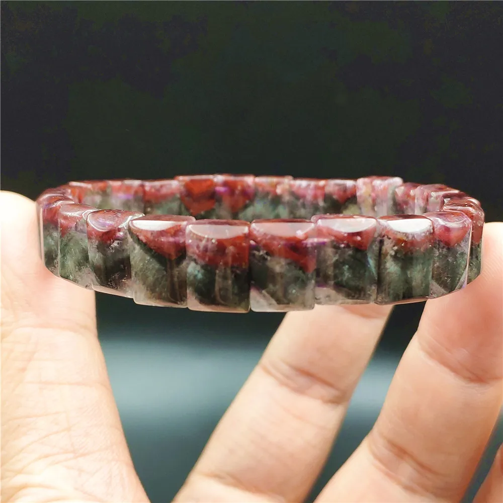 

11mm Natural Auralite 23 Bracelet Canada Crystal Rectangle Beads Man Women Natural Red Purple Stone Bangle Fashion Jewelry AAAAA