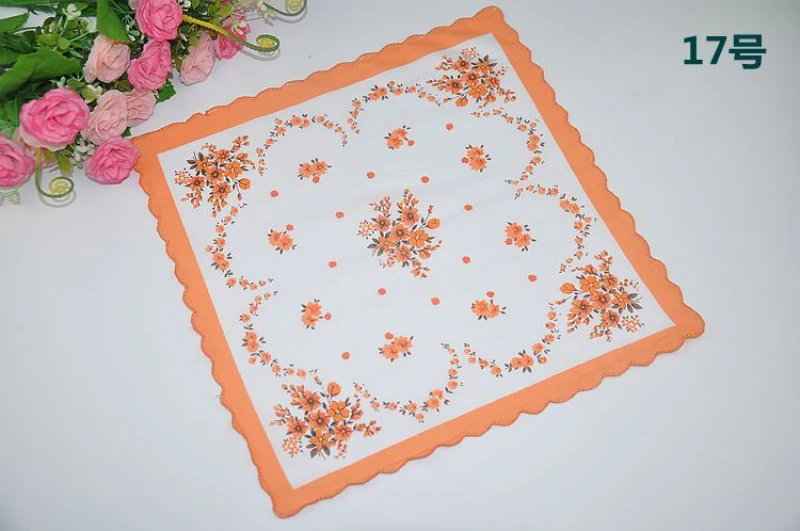 10pcs 17 10 шт. 30*30 см женский хлопковый платок Дамский Цветочный платок с принтом платок Карманный квадратный цветочный дизайн с волнистым - Цвет: 10pcs 17