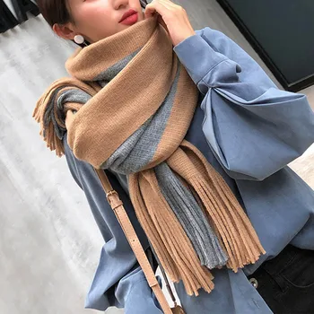 

Winter Cashmere Women Scarf Thicken Keep Warm Scarves Patchwork Shawl Wraps Lady Girls Fashion Head Wrap