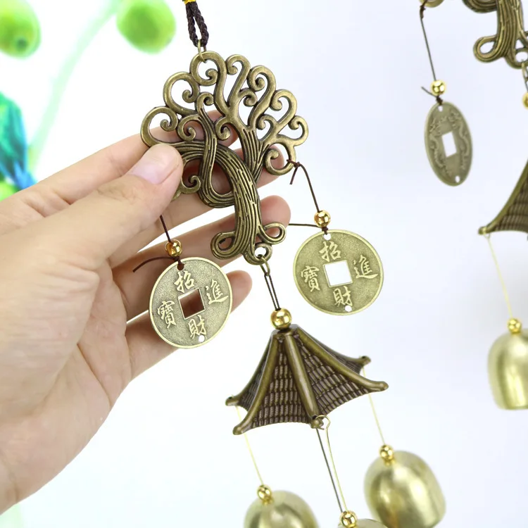 Retro Alloy Tree Pendant Hanging Decoration Wind Chime Home Festive Cai Lucky Door Curtain Stores Feng Shui Pendant