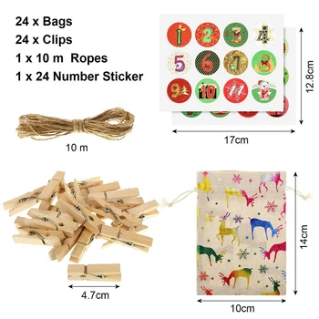 

Universal Gift bag Christmas Calendar Filling Candy Linen Bags Supplies