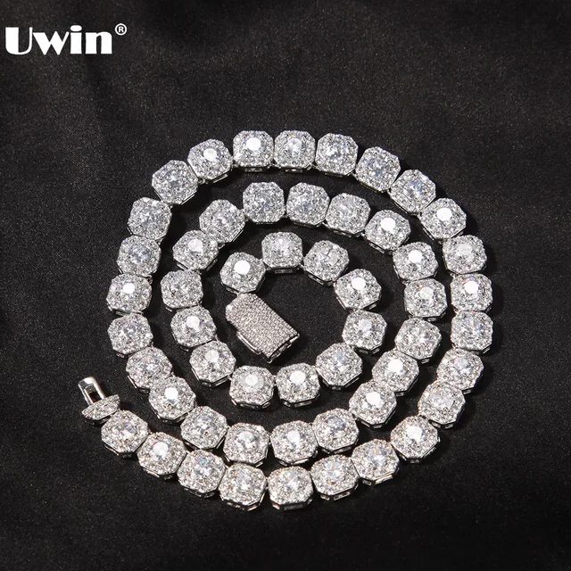 UWIN-Colliers de la présidence en argent pour femmes, Zircon cubique floral en grappe, Colliers de la présidence AAA Iced Out Bling CZ, Document de mode, Bijoux pour cadeau, 9mm 1