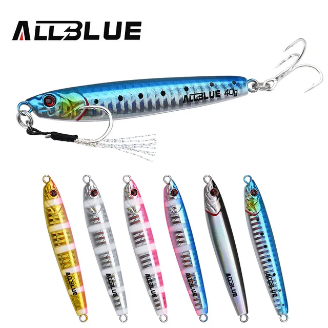 US $3.47 ALLBLUE 3D Minnow Metal Casting Jig Spoon 20G 40G Off Shore Drag Cast Jigging Lead Artificial Bait 