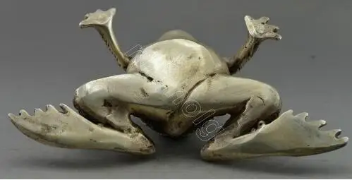 YM 305 Decorated Old Handwork Tibet Silver Carved Frog Statue 17.7cm Garden Decoration real Tibetan Silver
