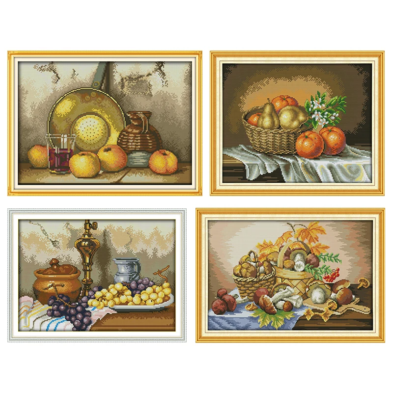 Freude Sonntag Obst und Ton Töpfe Gestempelt Stickerei Kreuz Stich Kit Gezählt 11CT 14CT Gedruckt Handgemachte Hand Home Decor Set