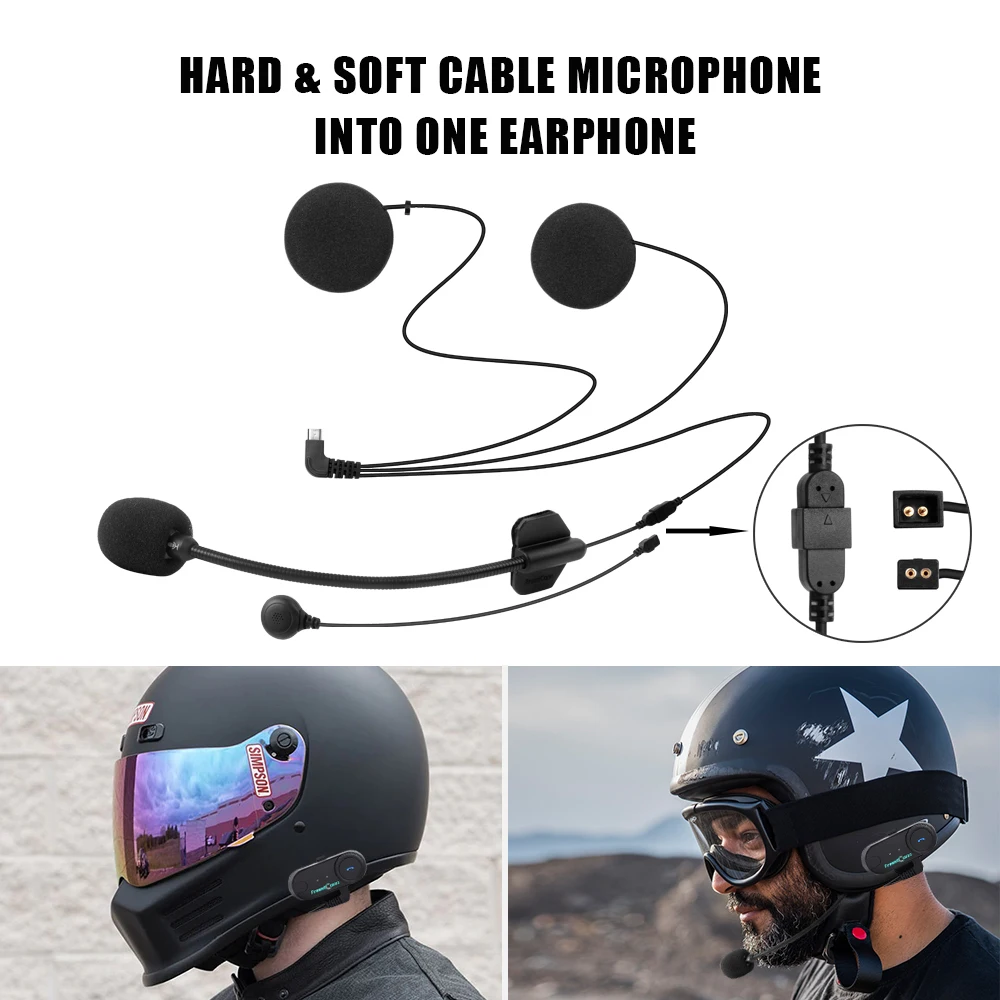 Microphone à pince pour casque de moto. Micro stéréo de communication pour  motard RCA 12V.