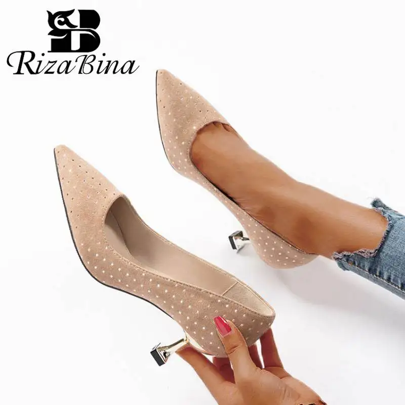 

RIZABINA Women Pumps Fashion Bling Sexy Pointed Toe High Heel Shoes Women Spring Fashion Dance Party Marry Footwear Size 33-41
