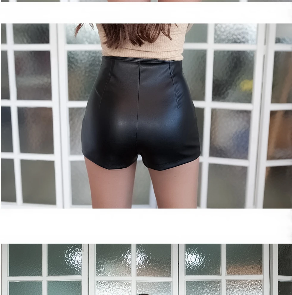 dickies shorts pu leather shorts Ladies  new autumn and winter wear short leather  sexy high waist sexy primer adidas shorts